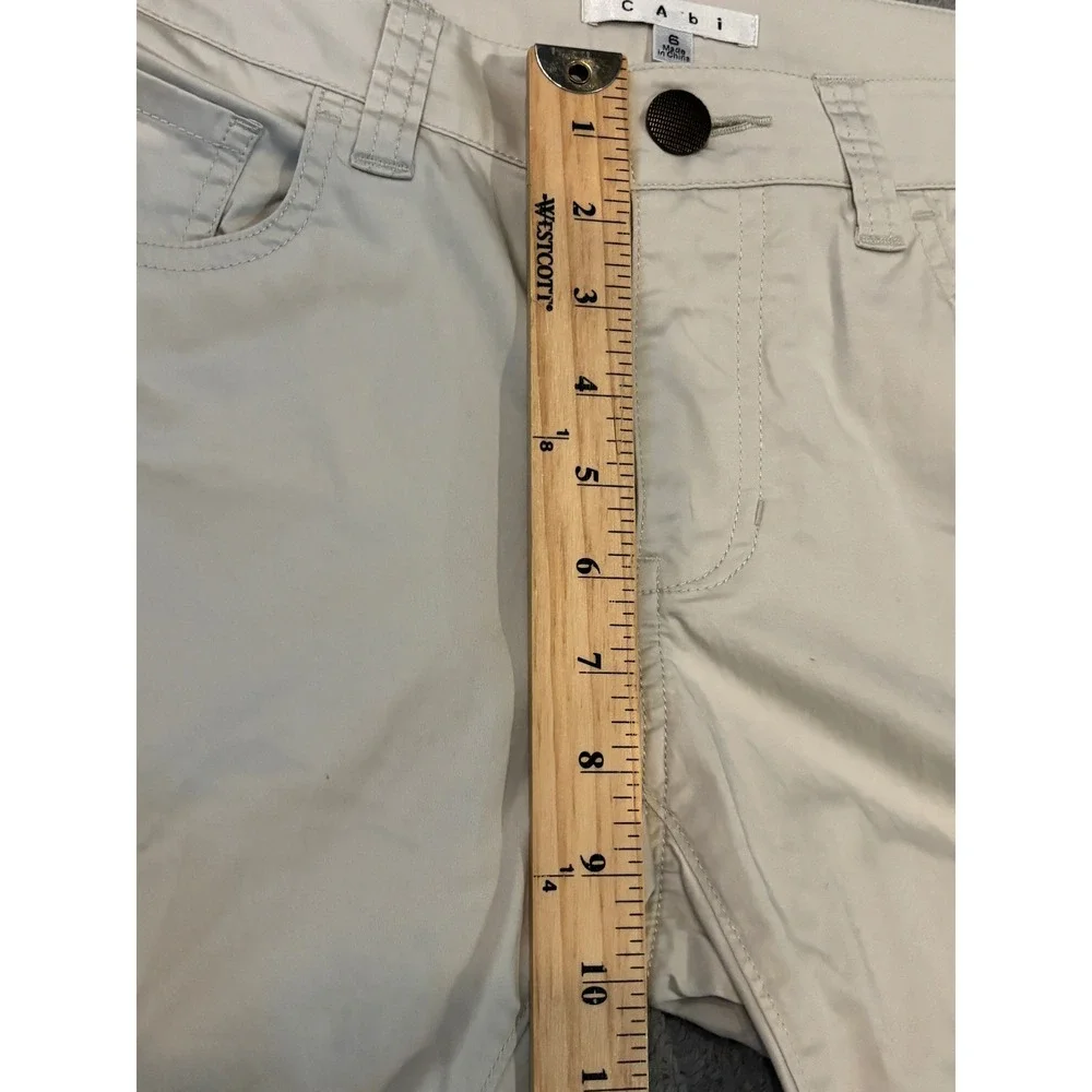 Cabi Khaki Straight Leg Pants Womens Size 6 Tan Cotton Stretch Trousers 194